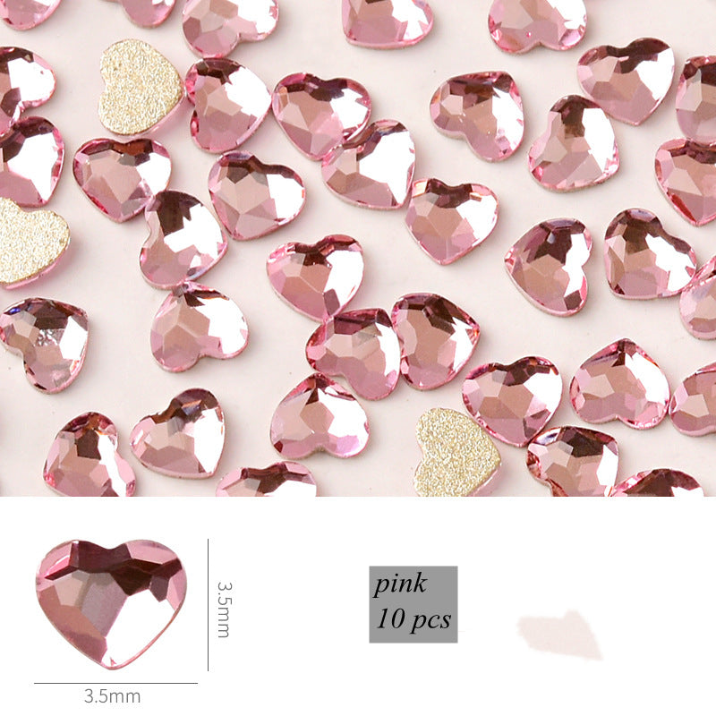 NDE049 ForLife Nail Art Mini Love Heart Diamond Flat Heart 3*3.5mm Shiny DIY 3D Crystal Diamond Jewelry