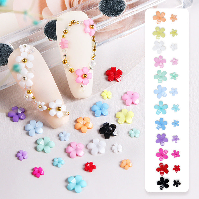 NZJ018 12 boxes/box acrylic petal resin five-petal flower colored gold and silver beads mixed jewelry