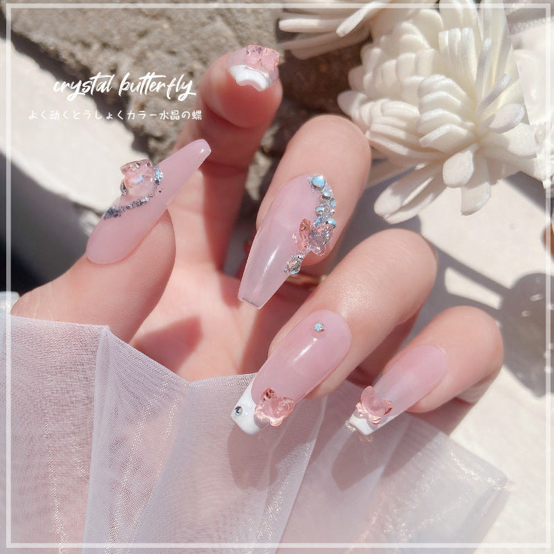 NZJ013 30pcs mixed Nail Crystal Butterfly Summer Color Clear 3D Butterfly Nail Art Jewelry