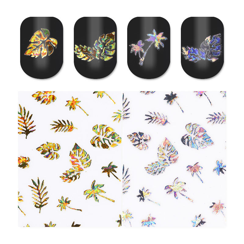 NS5D024  ForLife 1 Sheet Metallic Nail Art Stickers The golden leaves 3d Gold Hollow Adhesive Sticker Decoration