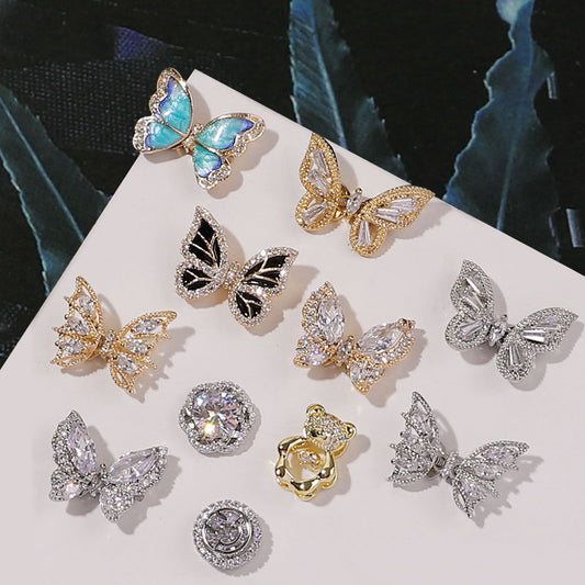 NDE037 ForLife 3D Zircon Butterfly Designer Nail Charms In Bulk