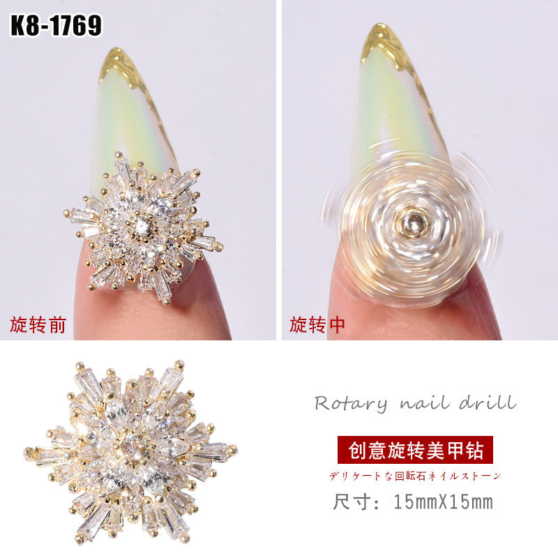 NZJ057 Stars Design Crystal Nail Art Rhinestones Nail Ornament Tassel Zircon Sparkles Alloy Nail Art Decoration Rivets