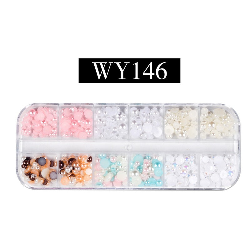 NDE006 ForLife Mixed Pearl Ornaments Rice White Pure White Illusion Color Flat Bottom Round Nails UV Gel 3d Nail Art Decoration