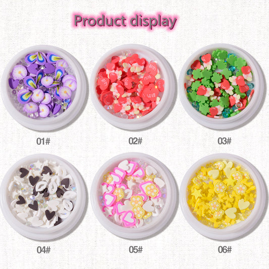NDE046 New summer love soft rubber bow patch soft plastic sequins rhinestone nail decoration mixed set of accessories