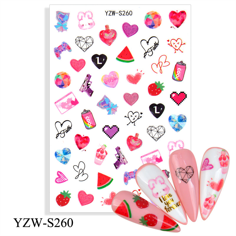 NS5D005  New Valentine's Day Love Flower Red Lip Sticker Nail Decoration