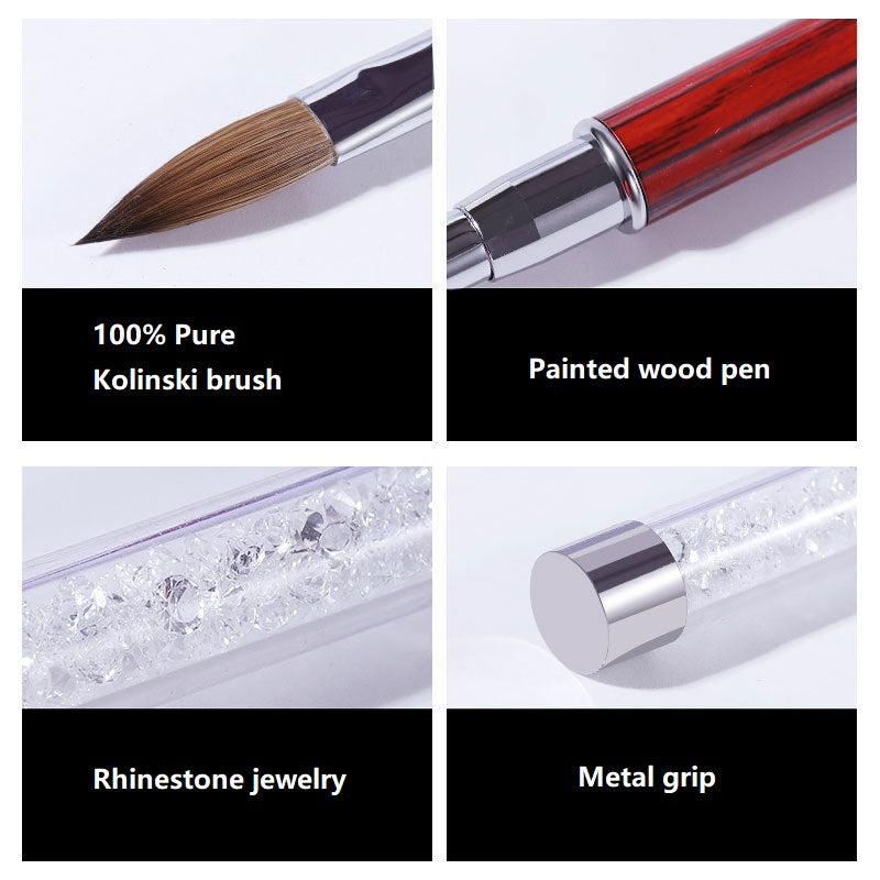 NBR022 ForLife Nair art 100% pure Kolinsky hair brush Nail Tools Nail Pen Crystal Pen Mink Hair Brush Drawing Carving Pen