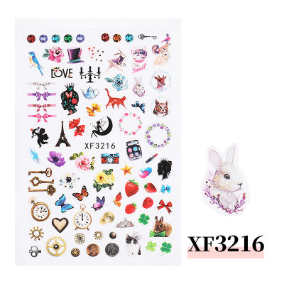 NS5D026  ForLife 3D Nail Sticker Summer Flower Flamingo Design Stickers for Nails Adhesive DIY Manicure Slider Nail Sliders