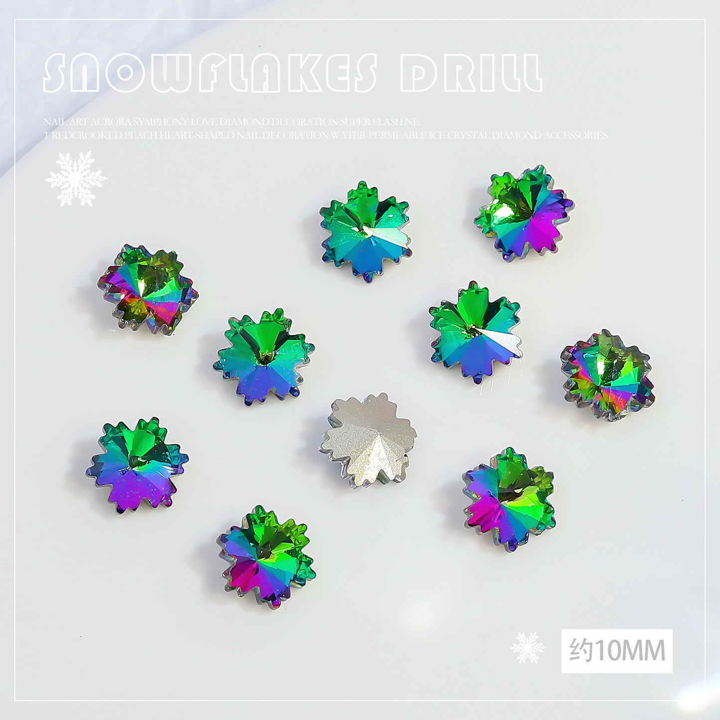 NZJ032 K9 snowflake point bottom nail enhancement diamond luxury glass crystal shaped diamond DIY nail jewelry wholesale