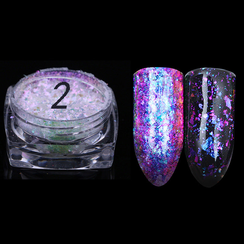 FNP054 12 Colors Magic Mirror Acrylic Powder Nail Art Laser Colorful Transparent Powder Nail Art Decoration