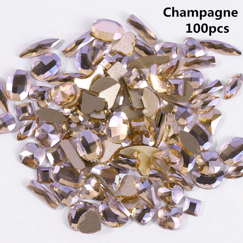 NRS003 ForLife Pear Nail Mix Color Rhinestones Gems Diamond Gold Bottom Flat Back Strass Stone 3D Charms Nails Accessories