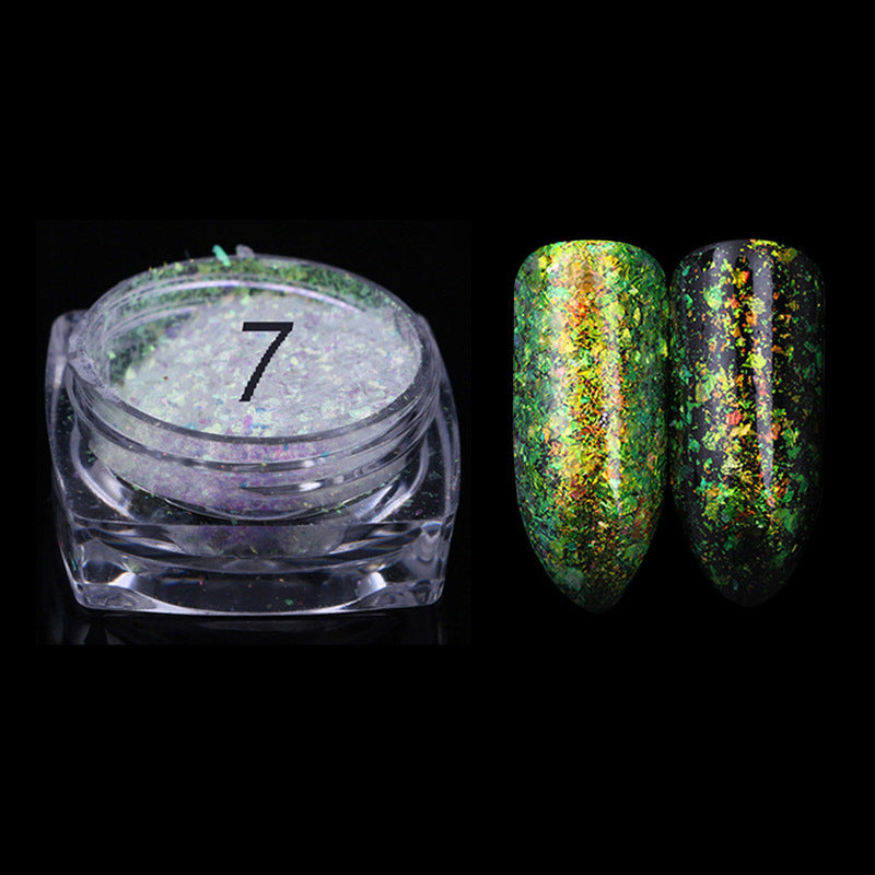 FNP054 12 Colors Magic Mirror Acrylic Powder Nail Art Laser Colorful Transparent Powder Nail Art Decoration