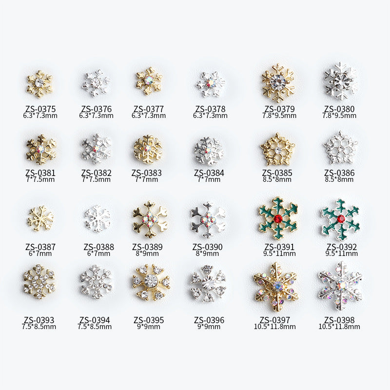 NZJ039 Wholesale Christmas Snowflake series AB diamond white diamond nail jewelry