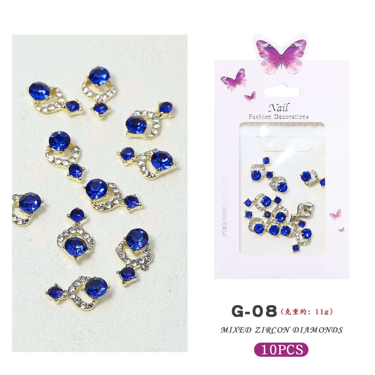 NRS029 3D nail art charms zircon alloy nail jewelry transparent shiny charm metal gemstone fashion DIY nail art decorations