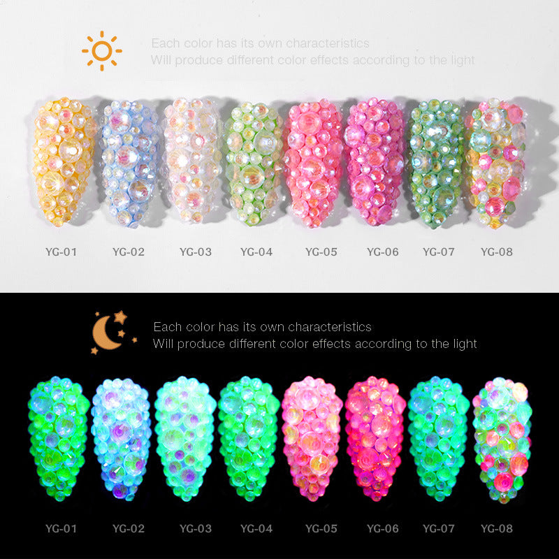 NRS004 ForLife Flatback Luminous Nail Rhinestones Mixed Sizes Crystal Shiny Glass Nail Rhinestones Garment Manicure Accessories