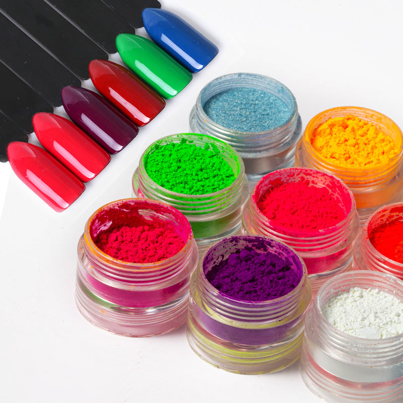 FNP076 Hot packaging 4 styles color fluorescent fireworks nail powder used for nail art decoration
