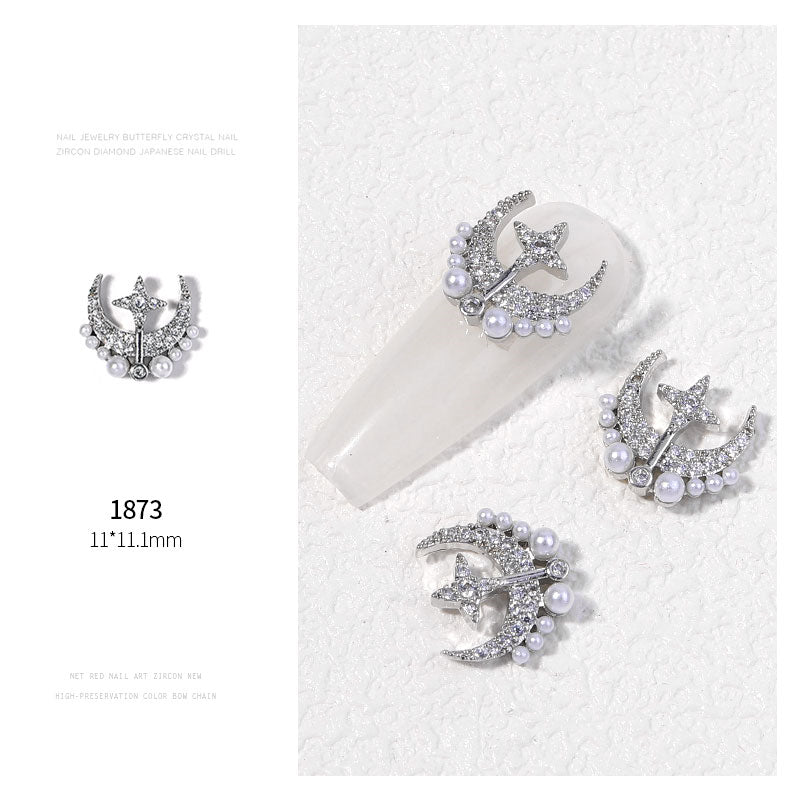 NZJ052 New Luxury Zircon Crystal Rhinestones For Nails Alloy Gold Nail Art Decorations Fashion Jewelry Ornaments