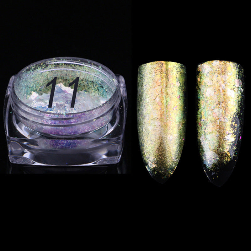 FNP054 12 Colors Magic Mirror Acrylic Powder Nail Art Laser Colorful Transparent Powder Nail Art Decoration