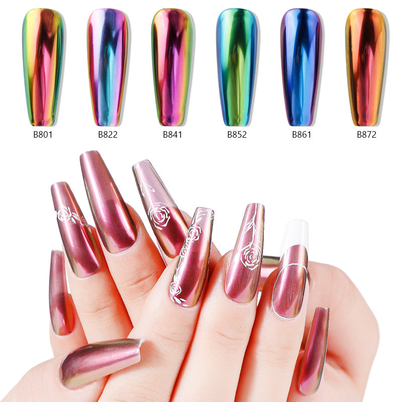 FNP072 6 Colors Chameleon Dark Glasses Air Cushion Pen Magic Mirror Powder Nail Pigment