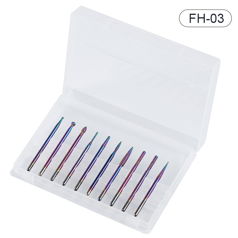 NDB031 10Pcs Tungsten Carbide Nail Drill Bits Set Nail File Cutter Silicone Polish Brushes For Electric Manicure Machine Accessories