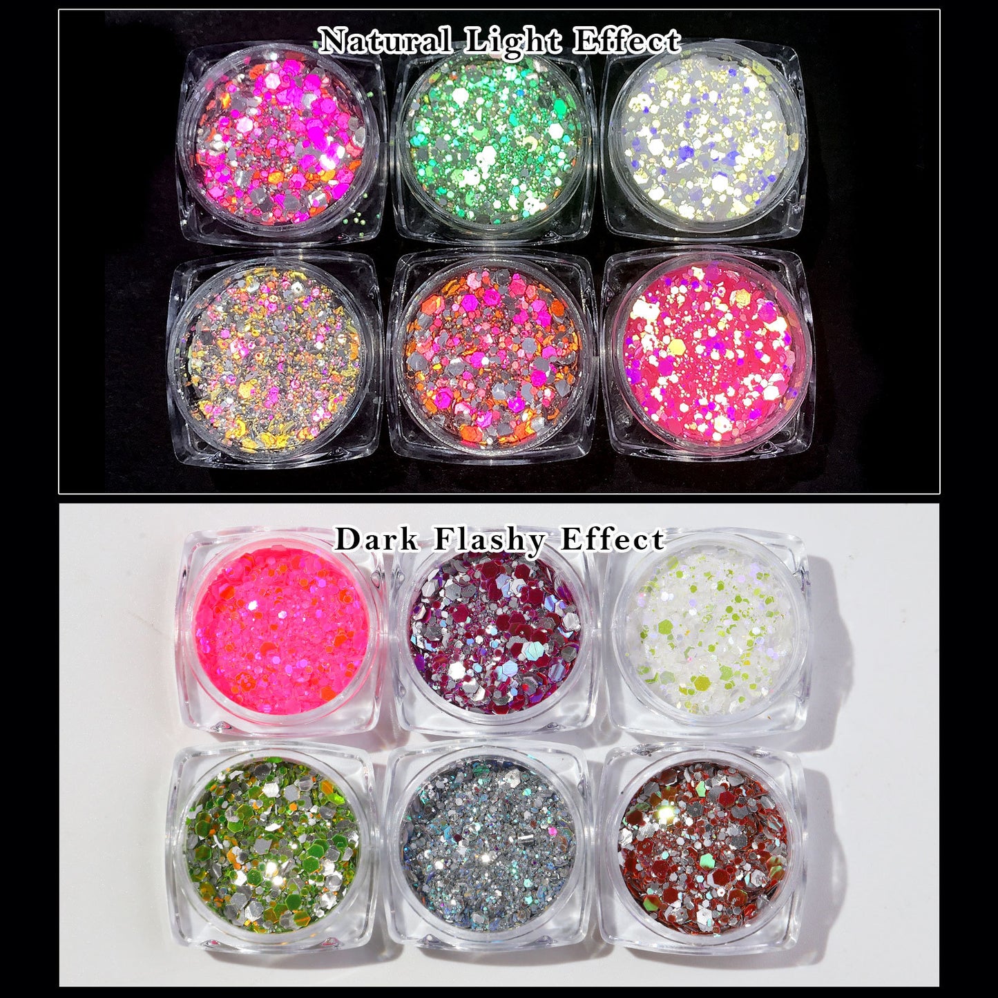 FNP004 Cross-border Hot Sale 6color/bag Super Flash High Gloss Nail Enhancement Jewelry Reflective Color Diamond Powder