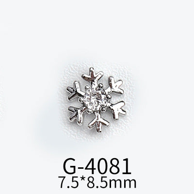 NZJ040 Christmas Nail Art Zircon Charms 3D Snowflake Nail Glitter Sticker Supplies Accessories Shiny Xtmas Nail Rhinestones Jewelry