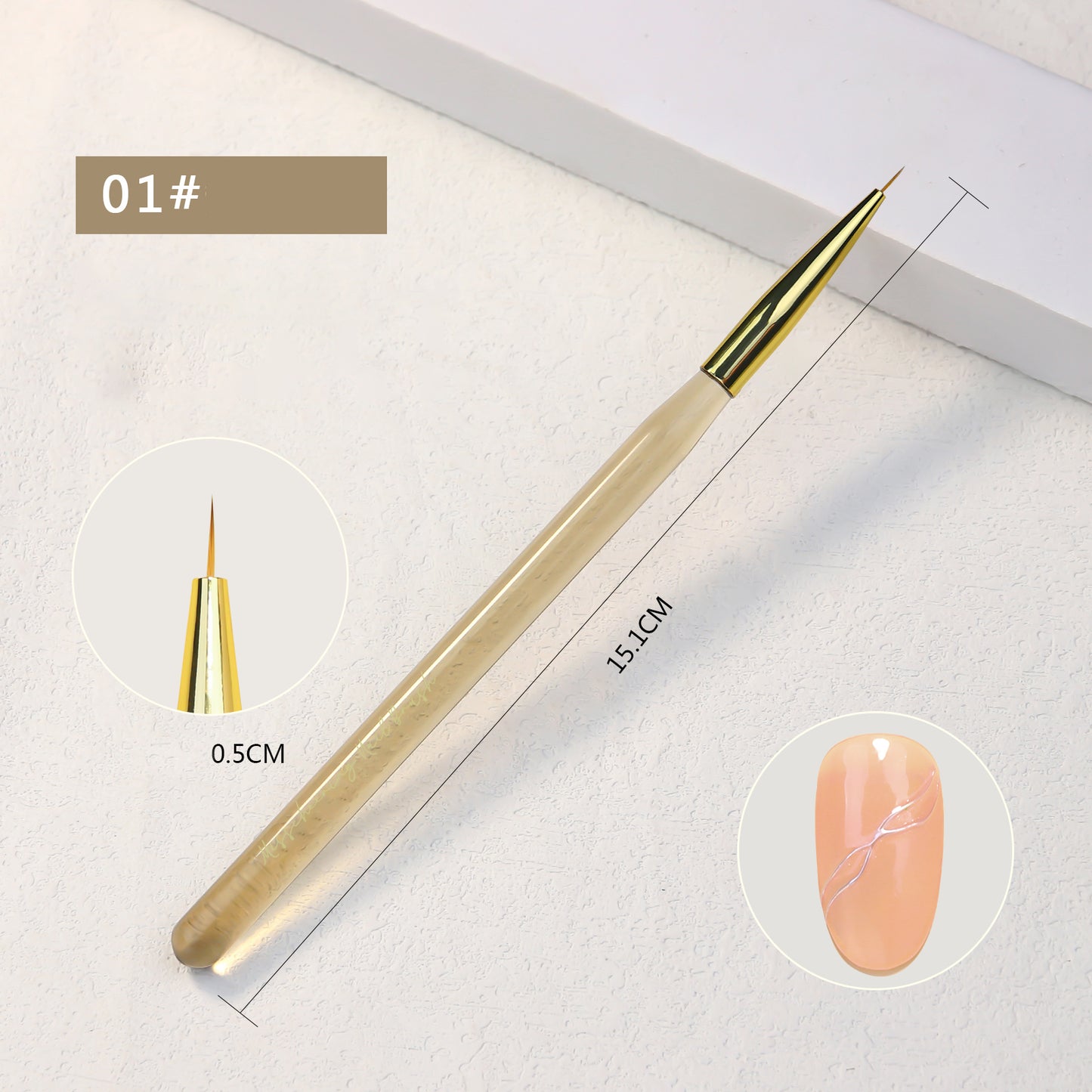 NBR046 New Simple Ice Transparent Brown Acrylic Nail Art Brush Flat Head Round Head Nail Art Paint Pen