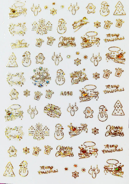 NS5D028  ForLife 3D Nail Art Christmas Slider Wraps Snowflake Elk Santa Adhesive Flame Sticker Red Gold Manicure Nails Designs