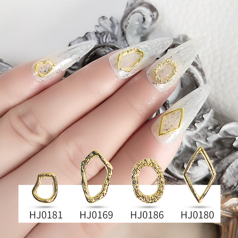NZJ038 Nail geometry metal heart oval perfume bottle diamond matching nail jewelry