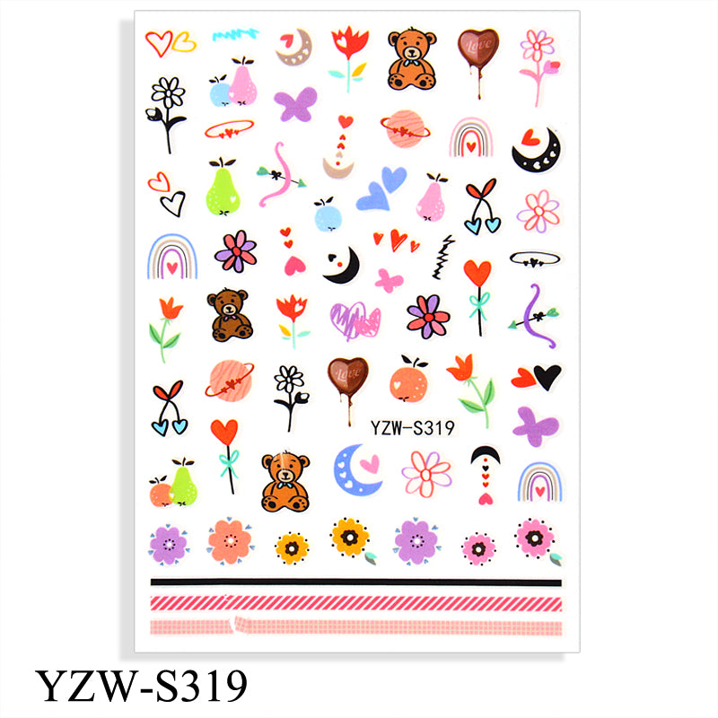 NS5D005  New Valentine's Day Love Flower Red Lip Sticker Nail Decoration