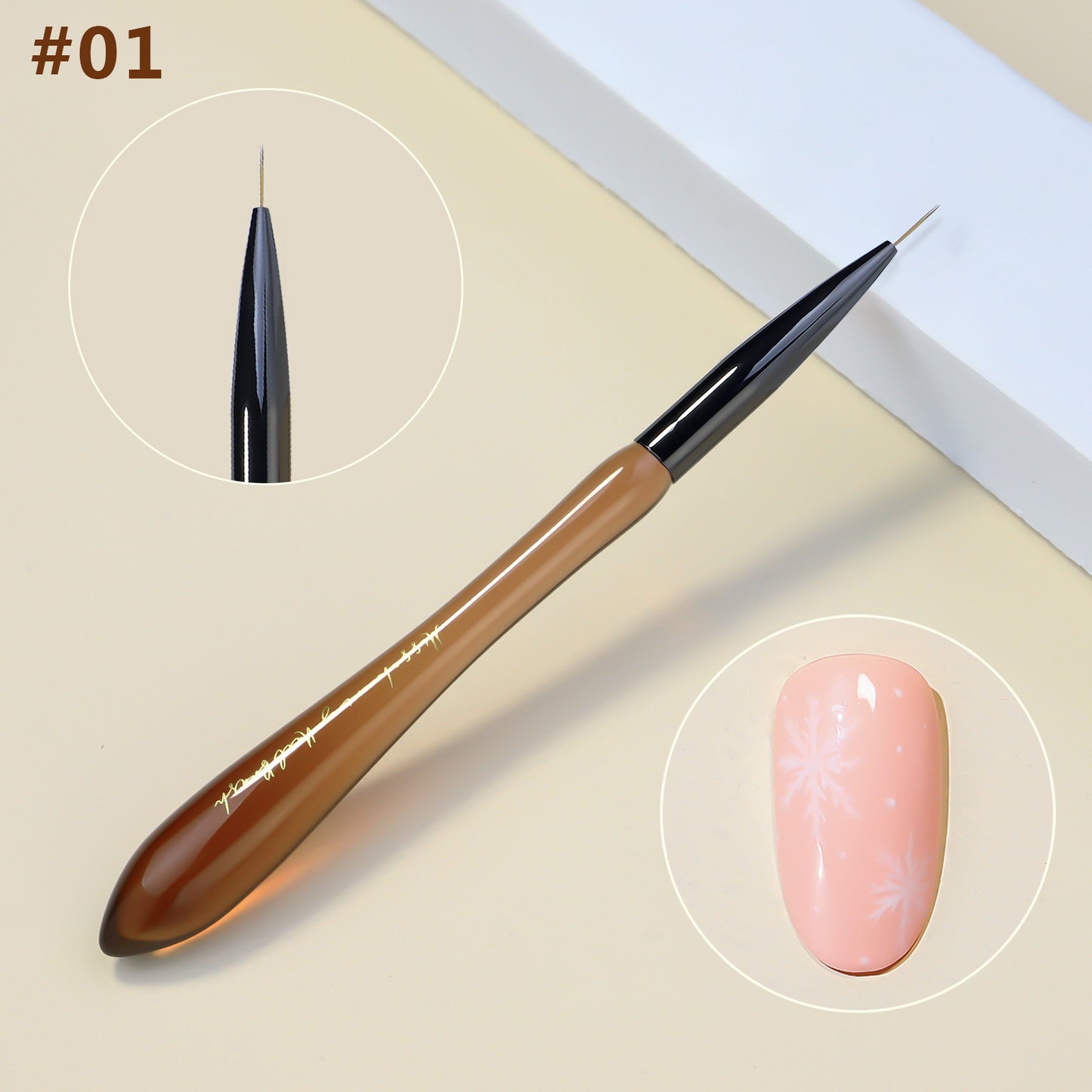 NBR045 Japanese New acrylic translucent coffee color gourd nail brush 8 styles painting smudge carving pen