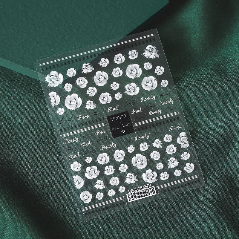 NS5D002 High quality 5D nail stickers Christmas flowers nail stickers decorations simple flower lines 3d