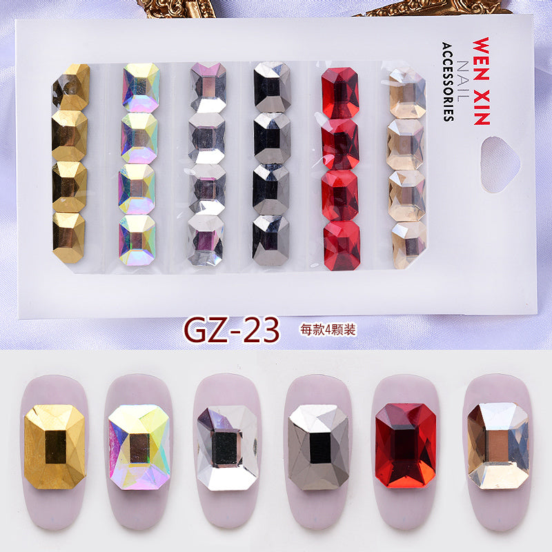 NRS007 ForLife 6 Grid Pack Flatback Nail Art Crystal Rhinestones Zircon Decorations 3d Alloy Retro Nail Accessories DIY tools