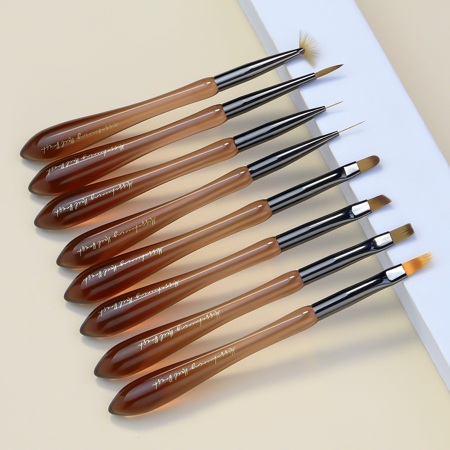 NBR045 Japanese New acrylic translucent coffee color gourd nail brush 8 styles painting smudge carving pen