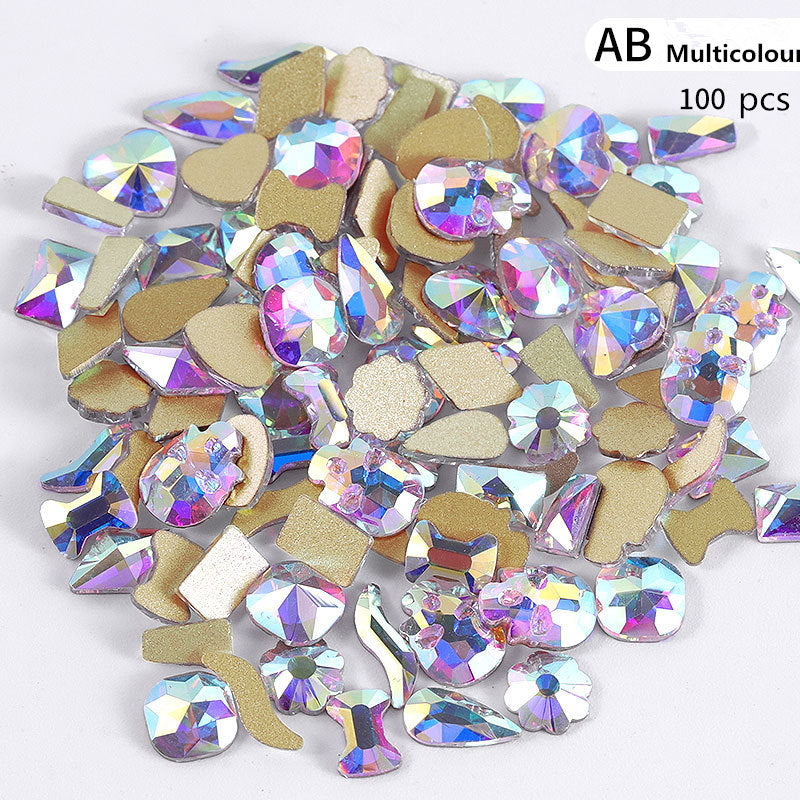 NRS003 ForLife Pear Nail Mix Color Rhinestones Gems Diamond Gold Bottom Flat Back Strass Stone 3D Charms Nails Accessories