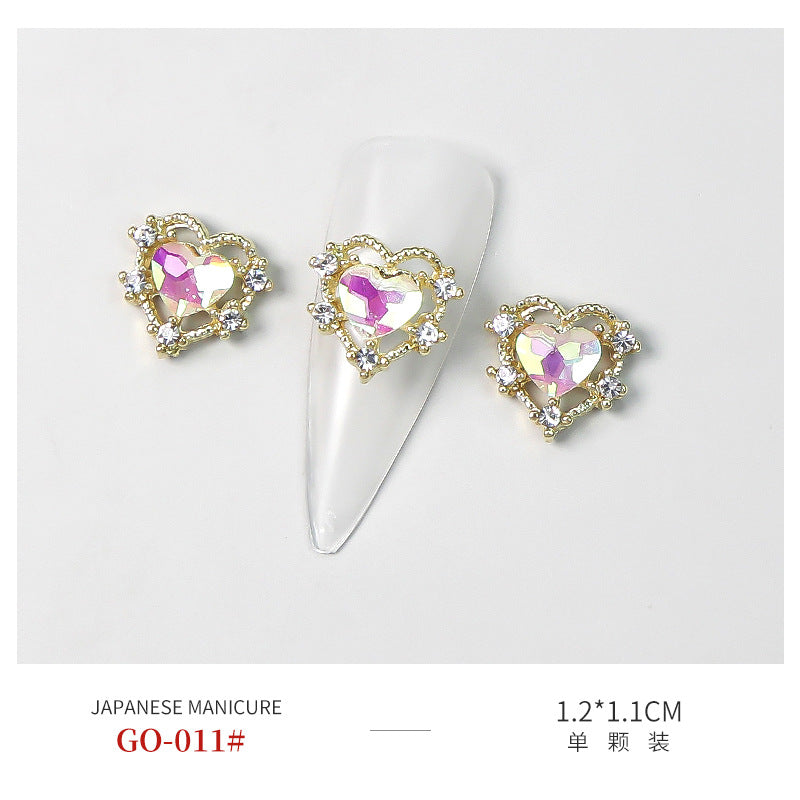 NZJ069 3D Designer Luxury Zircon Crystal Rhinestone Nail Charms Kawaii Gold Metal Alloy Charms for Nail Jewelry