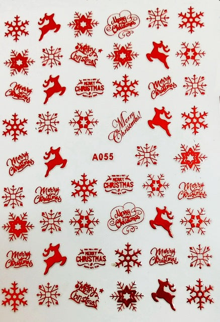 NS5D028  ForLife 3D Nail Art Christmas Slider Wraps Snowflake Elk Santa Adhesive Flame Sticker Red Gold Manicure Nails Designs