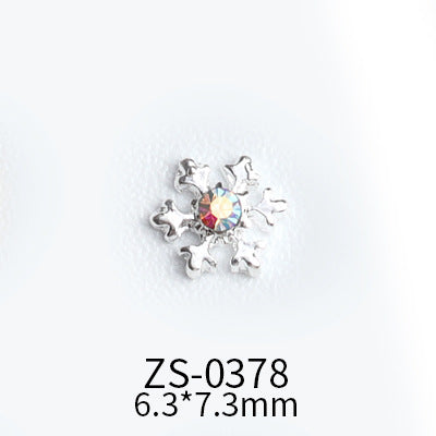 NZJ039 Wholesale Christmas Snowflake series AB diamond white diamond nail jewelry