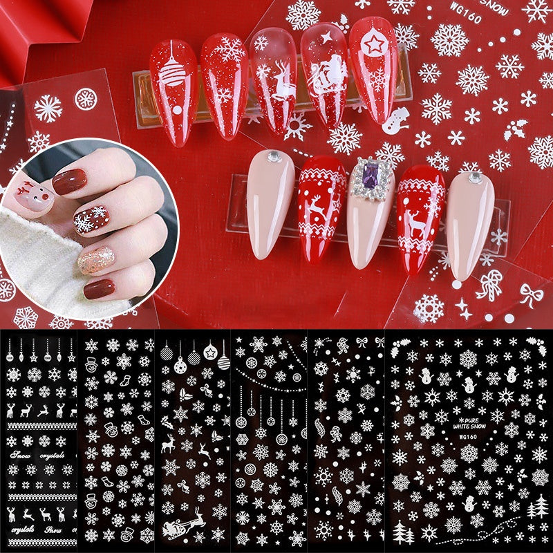 NS5D028  ForLife 3D Nail Art Christmas Slider Wraps Snowflake Elk Santa Adhesive Flame Sticker Red Gold Manicure Nails Designs