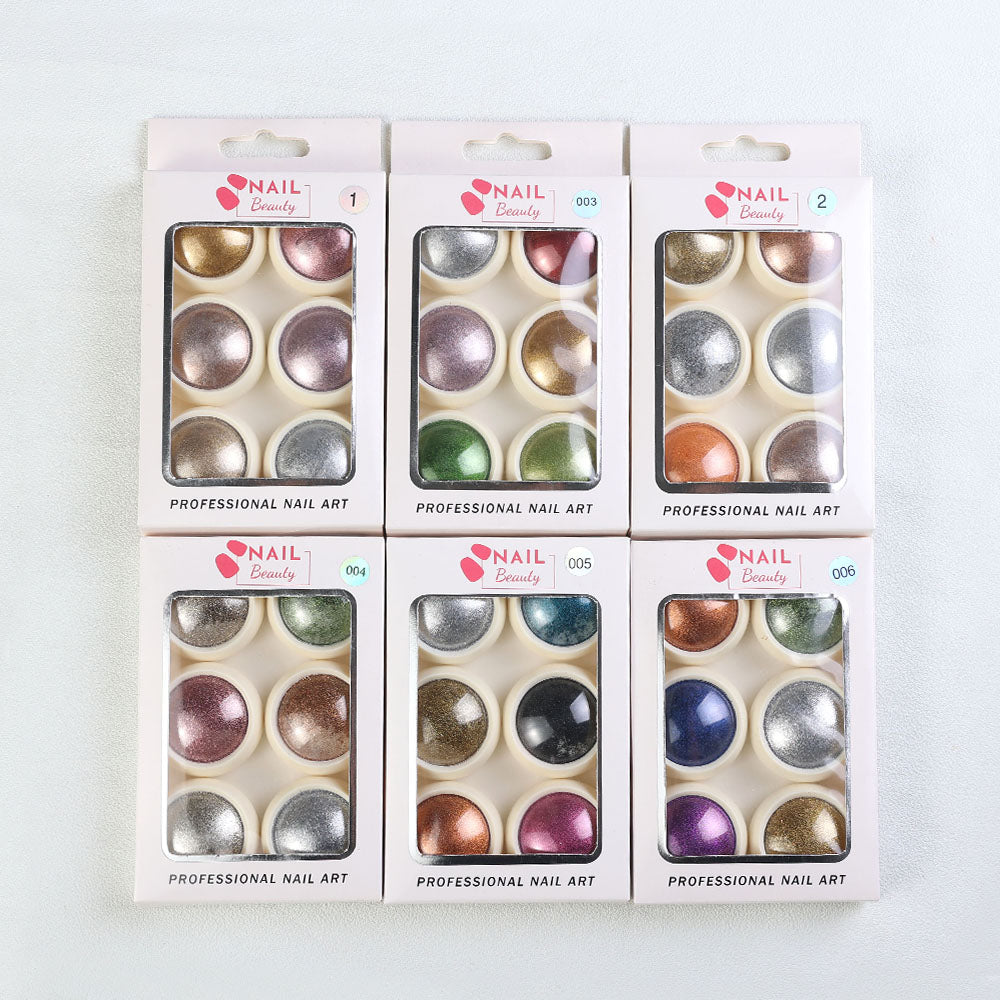 FNP001 Wholesale High Quality 6pcs/box Highlight Magic Mirror Powder Press On Nail For Fashionable Nail Decoration