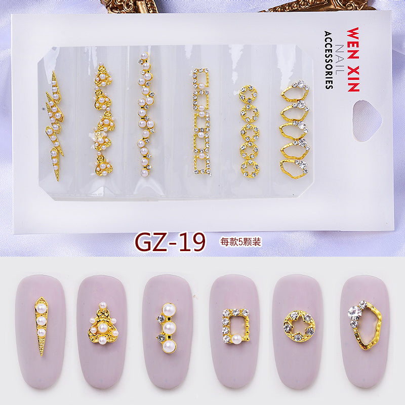 NRS007 ForLife 6 Grid Pack Flatback Nail Art Crystal Rhinestones Zircon Decorations 3d Alloy Retro Nail Accessories DIY tools