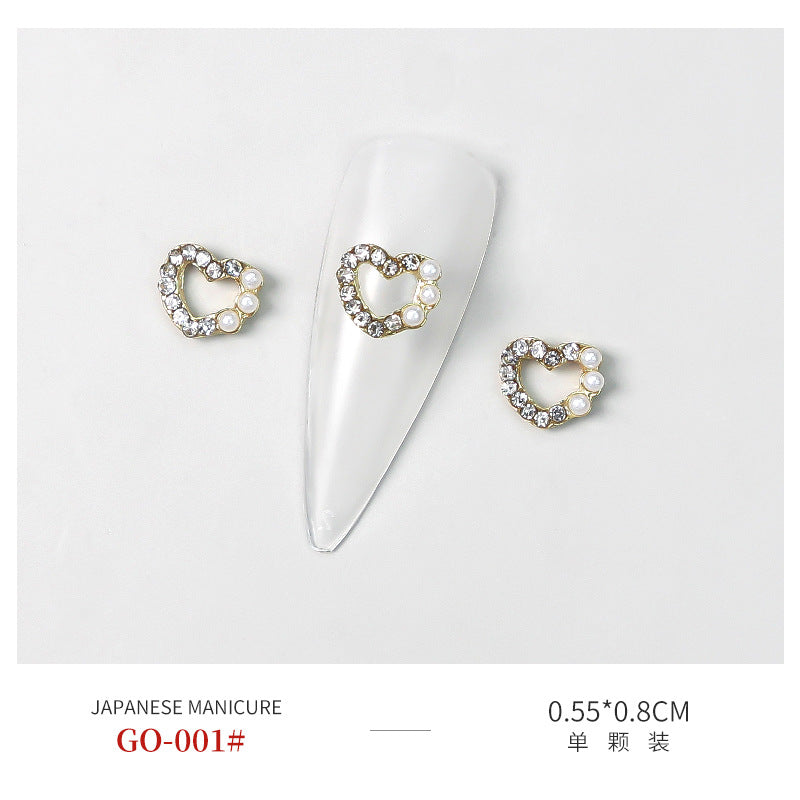 NZJ069 3D Designer Luxury Zircon Crystal Rhinestone Nail Charms Kawaii Gold Metal Alloy Charms for Nail Jewelry
