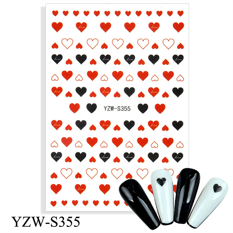NS5D005  New Valentine's Day Love Flower Red Lip Sticker Nail Decoration