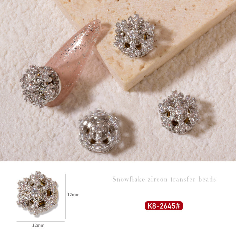 NZJ054 High-quality New Year Nail Art Transfer Beads Zircon Snow Pearl Rotatable Luxury Nail Rhinestone Accessories