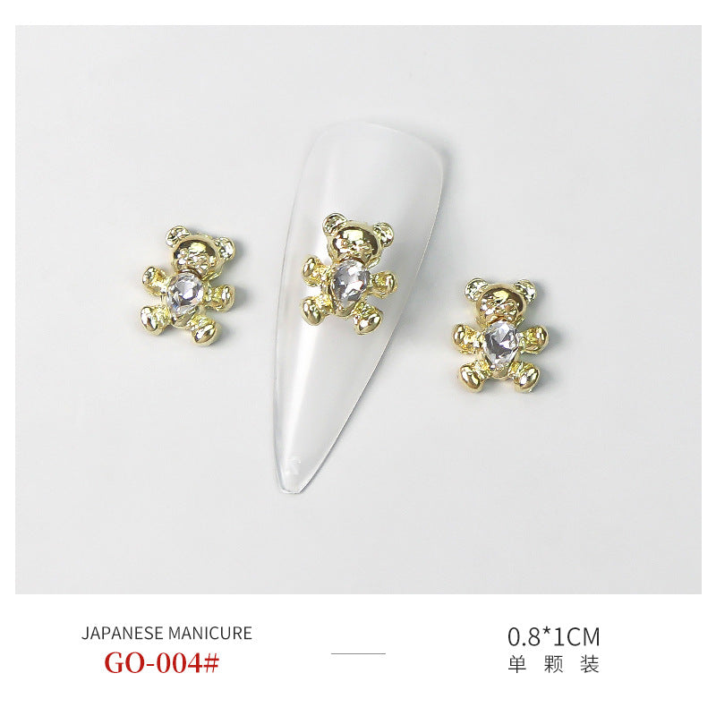 NZJ069 3D Designer Luxury Zircon Crystal Rhinestone Nail Charms Kawaii Gold Metal Alloy Charms for Nail Jewelry