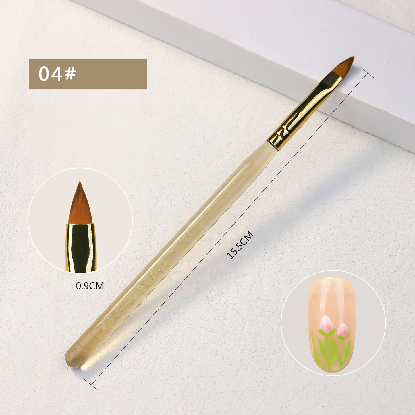 NBR046 New Simple Ice Transparent Brown Acrylic Nail Art Brush Flat Head Round Head Nail Art Paint Pen