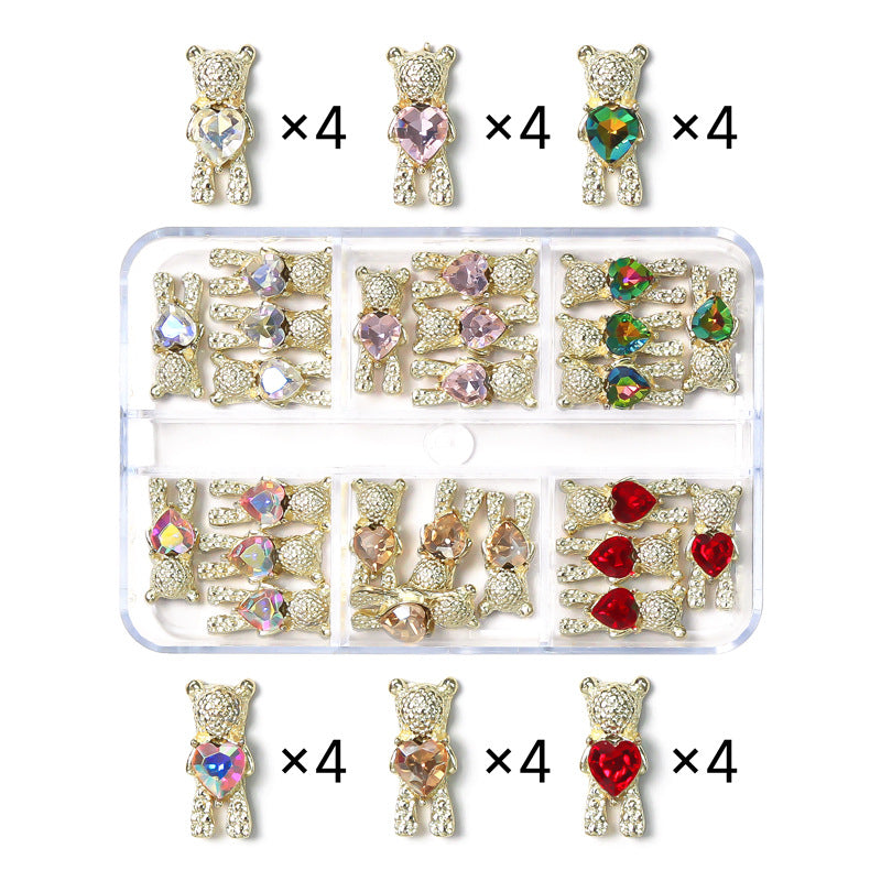 NZJ020 Nail Art Camellia Cherry Planet Six-Grid Alloy Jewelry Wholesale
