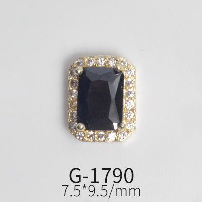 NZJ042 Colorful Zircon Gemstone Octagon Heart Diamond Alloy DIY Nail Art Charms for Nail Manicure Design