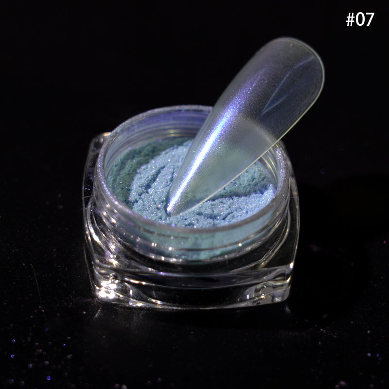FNP027  Hot Seller Nail Acrylic Powder Fine Glitter Magic Mirror Chrome Nail Powder Aurora Rainbow Powder Nail Art