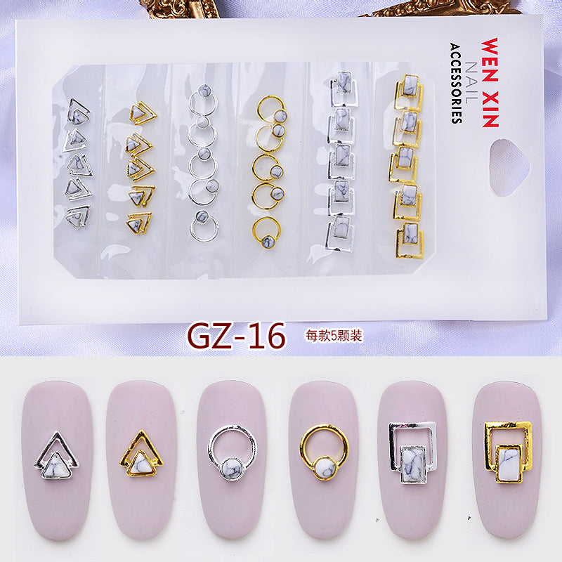 NRS007 ForLife 6 Grid Pack Flatback Nail Art Crystal Rhinestones Zircon Decorations 3d Alloy Retro Nail Accessories DIY tools