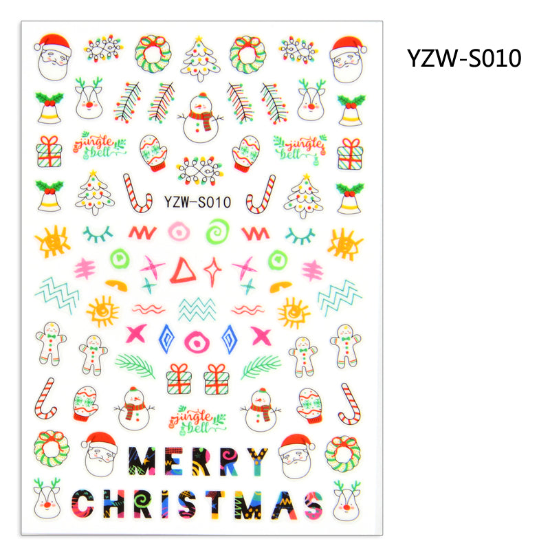 NS5D007  1pcs Christmas Winter Nail Sticker Robin Snow Flower New Year Halloween 3D Decals Nail Art Design Decor Accessories